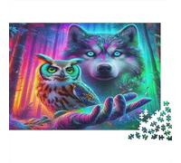Lobo místico del Bosque Puzzle de 1000 Piezas Papel para Adultos Búho Fantasía Arte Relajación Concentración Decoración Hogar Regalo 52x38cm/1000pcs