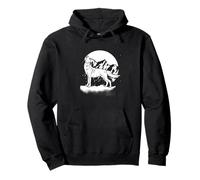 Lobo Montaña Aullido Luna Silvestre Bosque - Animal Lobo Sudadera con Capucha