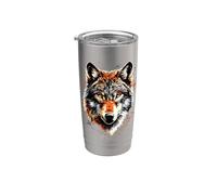 Lobo Motivo Me Encantan los Lobos Manada de Lobos Perro Vaso térmico de acero inoxidable de doble pared