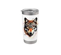 Lobo Motivo Me Encantan los Lobos Manada de Lobos Perro Vaso térmico de acero inoxidable de doble pared