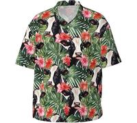 Lobo/Panda/Gato/León Impresión 3D Mujeres Hombres Verano Camisas Hawaianas Camisa de Botones Playa Manga Corta Casual Camisa de Bolos