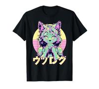 Lobo Peludo Animal Chica Lindo Anime el Manga Retro Japón Camiseta