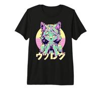 Lobo Peludo Animal Chica Lindo Anime el Manga Retro Japón Camiseta Premium