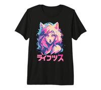Lobo Peludo Animal Chica Lindo Anime el Manga Retro Japón Peludo Camiseta Premium