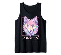 Lobo Peludo Animal Chica Lindo Anime el Manga Retro Japón Peludo Camiseta sin Mangas