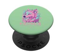 Lobo Peludo Animal Chica Lindo Anime el Manga Retro Japón Peludo PopSockets PopGrip Adhesivo