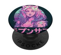 Lobo Peludo Animal Chica Lindo Anime el Manga Retro Japón Peludo PopSockets PopGrip Adhesivo