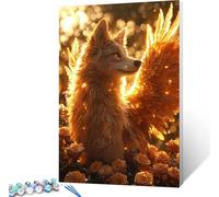 Lobo Pintar por Numeros Adultos, Cuadros para Pintar por Numeros Flor, DIY Kit Manualidades Adultos con 3 Pinceles y Pigmento Acrílico, Paint by Numbers Adult para Decoracion Hogar 40x50cm S-4363