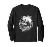 lobo pintura t camiseta impresión, lobo místico bosque luna llorón Manga Larga