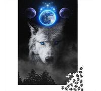 Lobo Planeta Azul Puzzle de 1000 Piezas para Adultos Vista Nocturna Puzzle para Toda la Familia Relajación Decoración Regalo 70x50cm/1000pcs