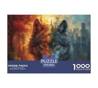 Lobo Puzzle 1000 piezas Integración Naturaleza-Ciudad Puzzles Juego Educativo Desafío Juguetes Decoración De Pared Del Hogar De Cartón 100% Reciclavo para Adultos Adolescentes Y Niños 38x26cm/1000pcs