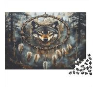 Lobo Puzzle 1000 Piezas Material Reciclable Dreamcatcher Puzzles para Adultos Regalo Divertido & Actividad para Hogar Gran Idea de Regalo para Hombres 52x38cm/1000pcs