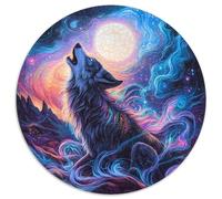 Lobo Puzzle 1000 piezas Noche Clara Luna Redonda Puzzle Juego Casual Arte Decoración Moderno para Adultos Niños 1000pcs (67.5x67.5cm)