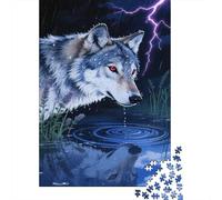 Lobo Puzzle De 1000 Piezas A Mysterious Lobo in The Dark Night Rompecabezas Adultos De 1000 Piezas Decoracion Entretenimiento Creativo 1000pcs (75x50cm)