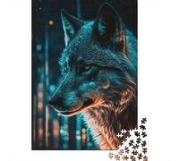 Lobo Puzzle de 1000 Piezas Papel para Adultos Bosque Nocturno Relajación Enfoque Familia Decoración Regalo Ideal 38x26cm/1000pcs
