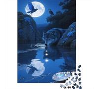 Lobo Puzzle De 1000 Piezas The Mysterious Lobo in The Moonlit Night Rompecabezas Adultos De 1000 Piezas Juego Entretenimento 1000pcs (75x50cm)