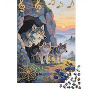Lobo Puzzle De 1000 Piezas Un rebaño de Lobos al Lado de la Roca Rompecabezas Adultos De 1000 Piezas Obra De Arte Entretenimiento Creativo 1000pcs (75x50cm)