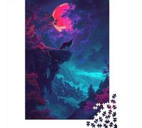 Lobo Puzzles Imposible,desafío para Adultos Blood Moon Howling Juego Educativo 1000 Piezas Obra De Arte De Juego De para Adultos, Regalos A Partir De 14 Años 1000pcs (75x50cm)