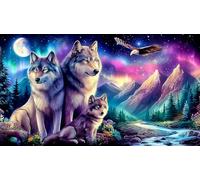 Lobo Puzzles Imposible,desafío para Adultos Juego edugatoivo 1000 Piezas Obra de Arte de Juego de para Adultos y Niños a Partir de 12 Años 38x52cm/1000pcs