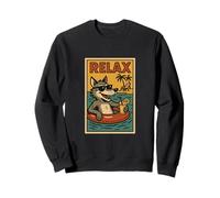 Lobo Relajante Lindo Animal Vintage Lobo Relax Impresión Retro Sudadera