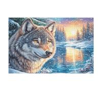 Lobo Rompecabezas 1000 Piezas Cartón Resistente para Mayores Actividad para La Mente Desconectar Rutina Garantía Satisfacción 1000 PCS/75x50cm