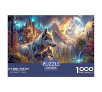 Lobo Rompecabezas Imposible,desafío para Adultos Castillo Cielo Estrellado Entretenimiento Creativo 1000 Piezas Obra De Arte De Juego De para Adultos Y Niños Mayores De 12 Años 38x26cm/1000pcs