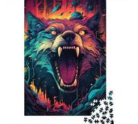 Lobo Rugiente Arte Forestal Puzzle de 1000 Piezas Puzzle para Toda la Familia Papel Escena Nocturna Relajante Dedicación Regalo Hogar Adultos 52x38cm/1000pcs