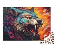 Lobo Salvaje Ilustracion Puzzle de 1000 Piezas Papel para Adultos Escena Artistica Colorida Unir Familia Decorar Regalo 52x38cm/1000pcs