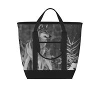 Lobo salvaje impreso,Bolsas de almuerzo de gran capacidad, bolsa de mano térmica para mujeres, hombres, trabajo, picnic, viajes.