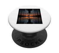 Lobo Silueta Lago Reflexión En El Lago PopSockets PopGrip Adhesivo