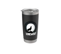 Lobo solitario aullando a la luna Animal Wildlife Aullido salvaje Vaso térmico de acero inoxidable de doble pared