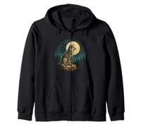 Lobo Solitario Luna acantilado Vintage Grabado al Aire Libre Insignia Naturaleza Sudadera con Capucha