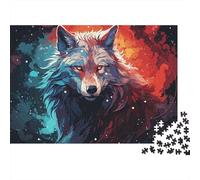 Lobo Solitario Místico Puzzle de 1000 Piezas Papel para Adultos Fondo Artístico Colorido Juego de Puzzle 1000 Piezas Relajante Decoración Familia Regalo 38x26cm/1000pcs