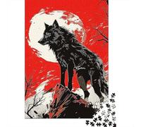Lobo Solitario Puzzle de 1000 Piezas Papel Puzzle para Adultos Escena Nocturna Juego de Puzzle 1000 Piezas Relajación Decoración Regalo Familiar 38x26cm/1000pcs