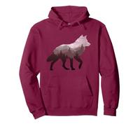 Lobo solitario sobrevive a la silueta rústica de otoño de montaña roja Sudadera con Capucha