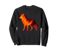 Lobo solitario sobrevive a las llamas Silueta Arte Fuego volcánico Sudadera