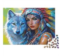 Lobo Tótem Animal Puzzle de 1000 Piezas Puzzle para Adultos Tema Espiritual Papel Relajante Hogar 52x38cm/1000pcs