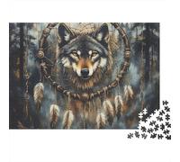Lobo Tótem Atrapasueños Puzzle de 1000 Piezas Papel Puzzle para Adultos Puzzle para Toda la Familia Decoración Regalo 38x26cm/1000pcs
