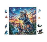 Lobo with Cub in Mountain Bosque Puzzle 100 Piezas Papel Adolescentes Actividad Familiar EduGatoiva Mejora Coordinación Ojo-Mano Fiestas Navideñas 28x28cm