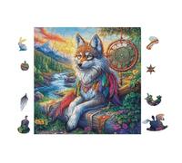 Lobo with DreamGatocher in Bosque Puzzle 100 Piezas Papel Adolescentes Actividad Familiar EduGatoiva Mejora Coordinación Ojo-Mano Fiestas Navideñas 28x28cm