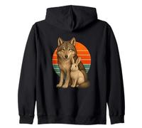 Lobo Y Conejo Retro Atardecer Mejores Sudadera con Capucha