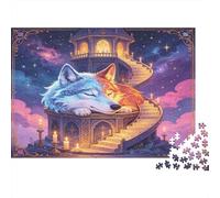 Lobo y Gato Fantasía Puzzle de 1000 Piezas Papel para Adultos Escalera Noche Mágica Juego de Puzzle 1000 Piezas Relajación Hogar Regalo 70x50cm/1000pcs