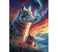 Lobo y su cría mirando el atardecer Puzzles 1000 Piezas Construir Maquetas Detalladas Animales salvajes y domésticos Rompecabezas Para Adultos Desafío Intelectual Juguete Educativo 3D Moderno 1000 PCS