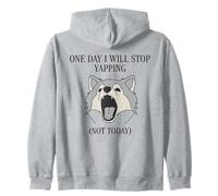 Lobo Yapping Divertido Humor Animal Cansado Día Largo Sudadera con Capucha