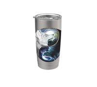 Lobo Yin Yang Vaso térmico de acero inoxidable de doble pared