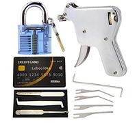 Loboo Idea Pistola de ganzúas con kit de herramientas para recoger cerraduras de tarjetas de crédito y candado azul para cerrajería y abridor de cerradura de puerta (UP)