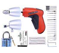 Loboo Idea Pistola de ganzúas de cerradura eléctrica con kit de herramientas de recogida de bloqueo de tarjeta de crédito y candado azul. Pistola de ganzúas eléctrica inalámbrica Pistola de recogida