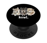 Lobos Aullido Divertido Amante Lobo Divertido Aullido PopSockets PopGrip Adhesivo