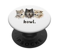 Lobos Aullido Divertido Amante Lobo Divertido Aullido PopSockets PopGrip Adhesivo