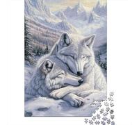 Lobos Blancos Paisaje Ártico Puzzle de 1000 Piezas Papel para Adultos Vida Salvaje Juego de Puzzle 1000 Piezas Relajación Hogar Regalo 52x38cm/1000pcs